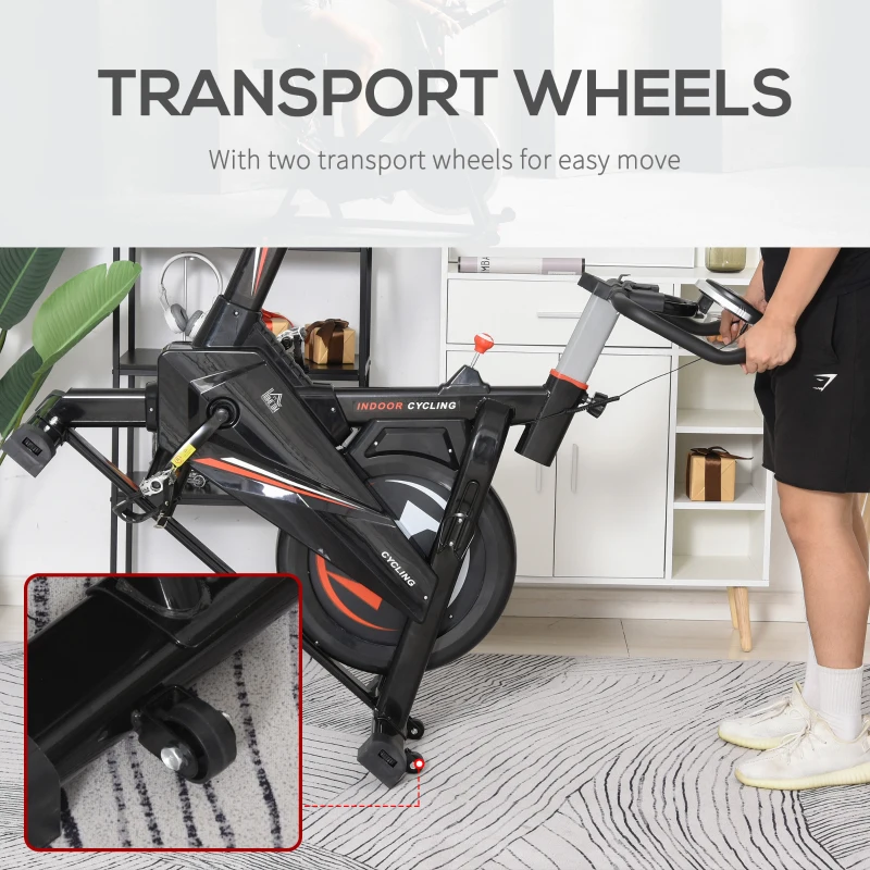 HOMCOM Stationary Exercise Bike 10kg Flywheel Gym Office Cycling Training Fitness w/ LCD Monitor, Protection Mat