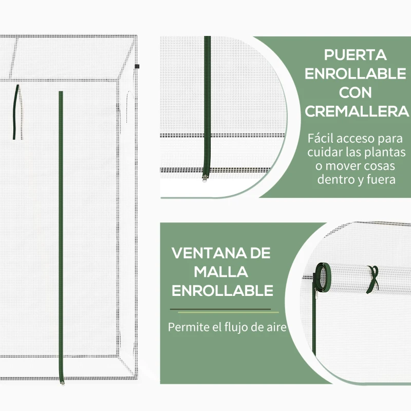 Outsunny Invernadero de Exterior con Ventanas y Marco de Acero Invernadero para Cultivar Tomates Flores 200x76x168 cm Blanco
