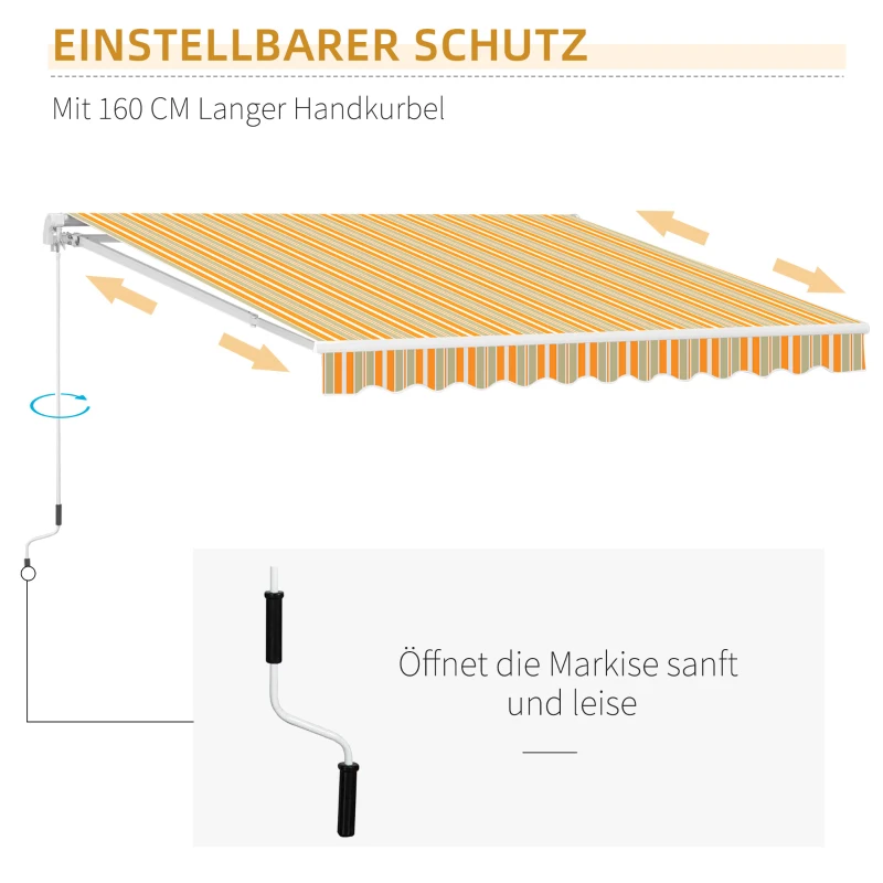 Outsunny Markise Gelenkarmmarkise Sonnenschutz Handkurbel Balkon Alu Gelb Beige
