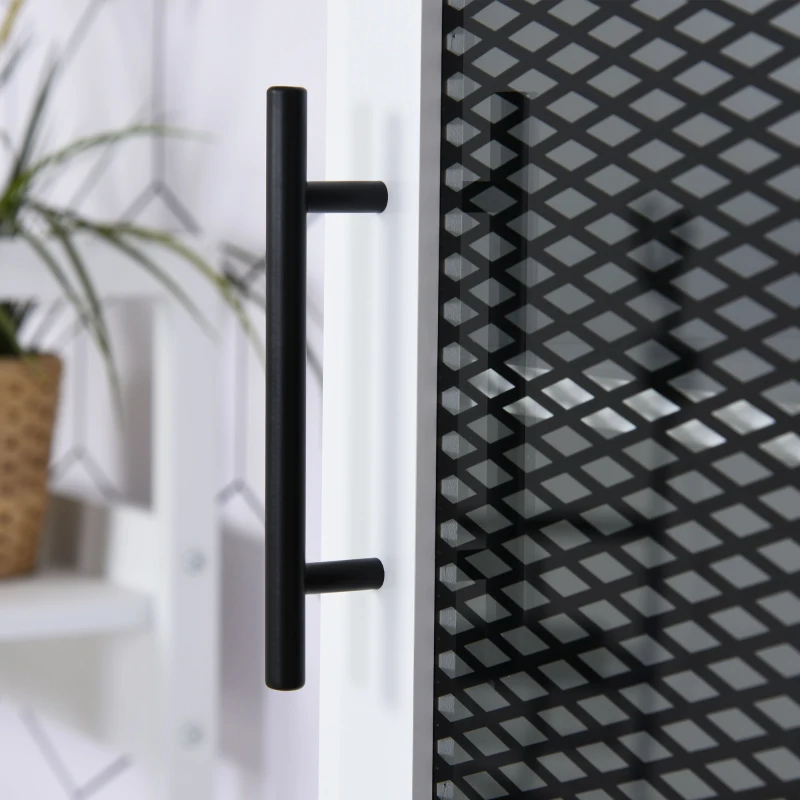 HOMCOM 6-Tier Bathroom Floor Cabinet, Tall Free Standing Cupboard with 2 Patterned Glass Doors for Kitchen, Hallway, Living Room