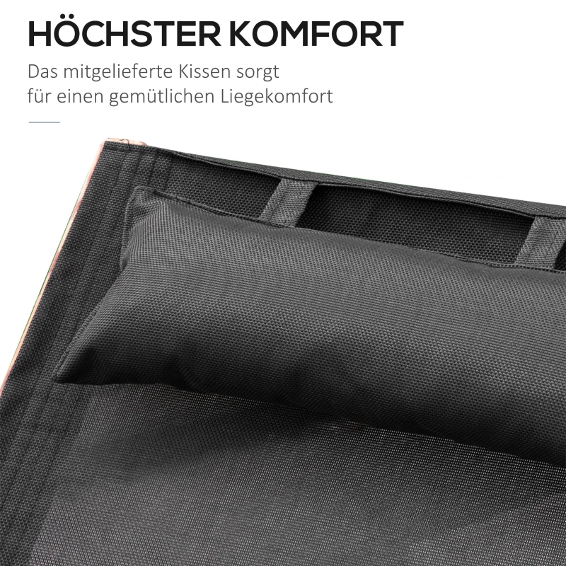 Outsunny Liegestuhl Sonnenliege Gartenliege Lounge Relaxliege Relaxsessel mit Kopfkissen Holz Teak 161 x 72 x 68 cm