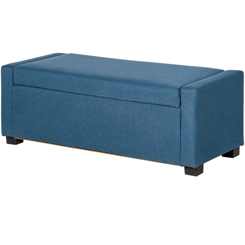 HOMCOM Panca Fondoletto con Vano Contenitore in Tessuto, 120x50x44cm - Blu