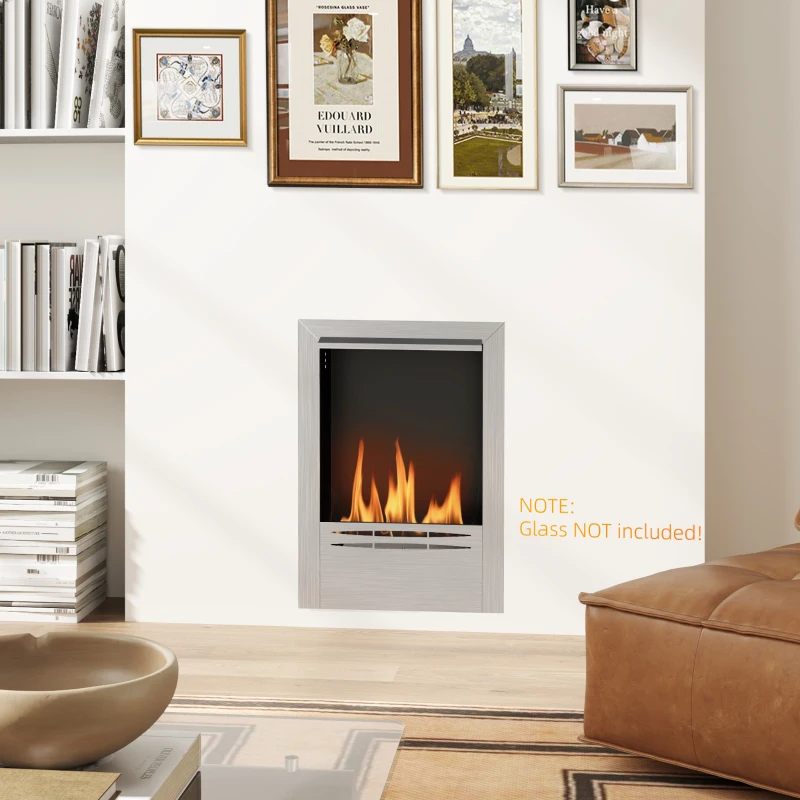 HOMCOM Stainless Steel Bioethanol Fire - Silver Tone