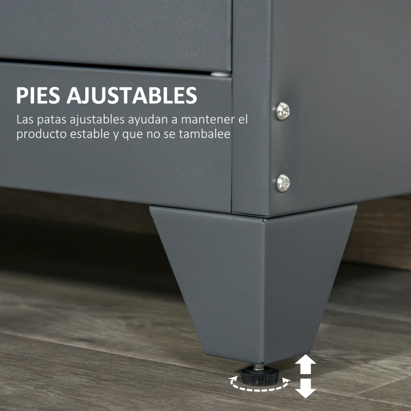 HOMCOM Armario Metálico con Doble Puerta y 2 Baldas Ajustables Mueble Multiusos para Oficina Salón Dormitorio 75x33x110cm Gris