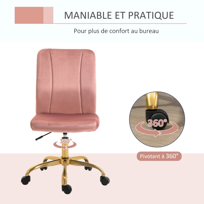 Vinsetto Lot de 2 chaises de bureau design contemporain fauteuil pivotant dossier incurvé hauteur réglable revêtement velours