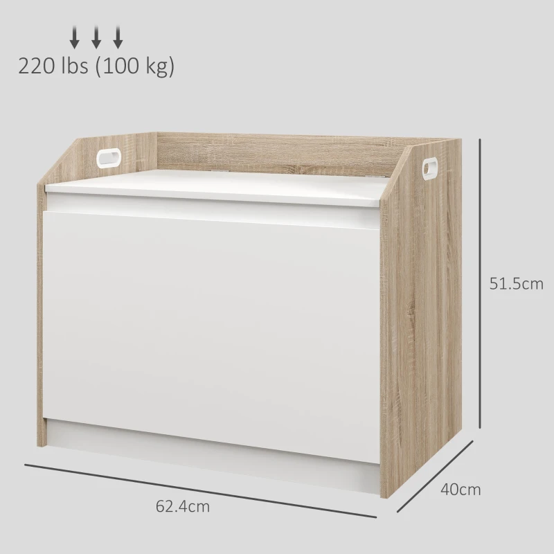 HOMCOM Cassapanca in Legno Moderna con Schienale e Vano Contenitore, 62.4x40x51.5cm, Bianco