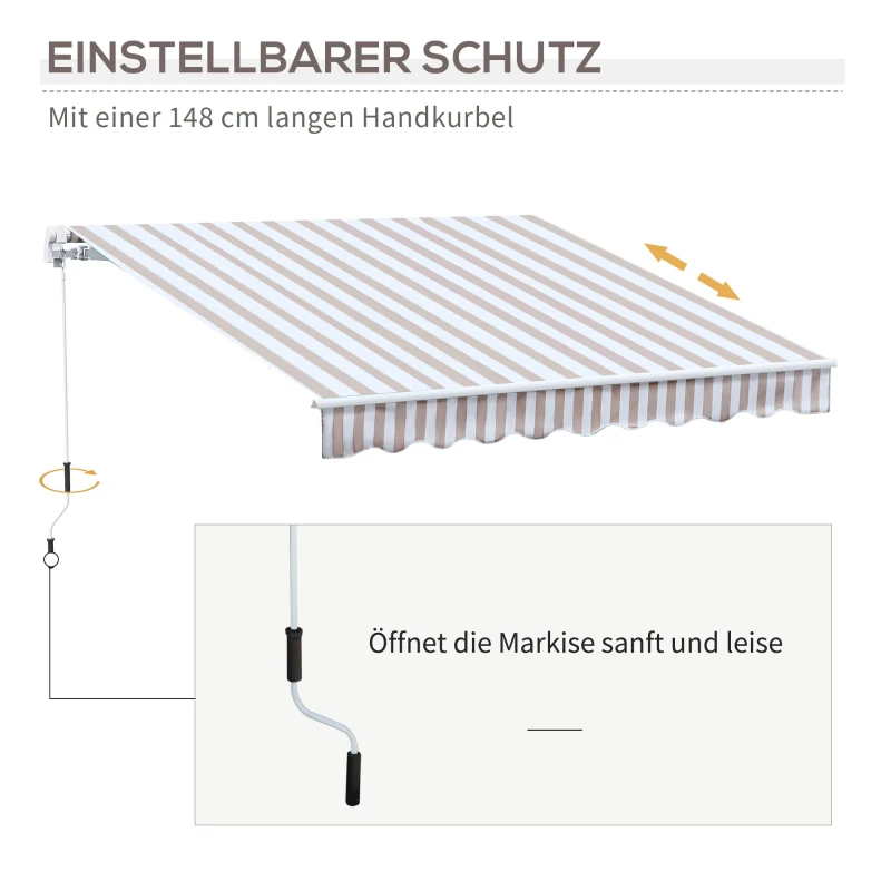 Outsunny Markise mit Handkurbel, Gelenkarmmarkise, Sonnenschutz, Wandmontage, Balkon, Alu Berge 3 x 2,5 m