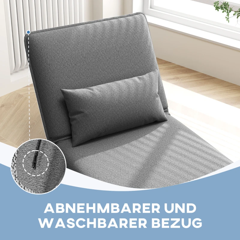 HOMCOM Bodensessel, 3-in-1-Design, Verstellbarer Bodenstuhl, Chaiselongue für Wohnzimmer, Schlafzimmer, Gästezimmer, Büro, Grau
