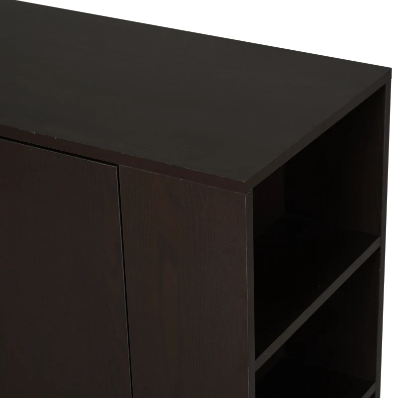 HOMCOM Sideboard, Kommode, Beistellschrank, Standschrank mit 2 Türen und 3 Schubladen, Dunkelkaffee, Spanplatte, 120 x 38 x 84 cm