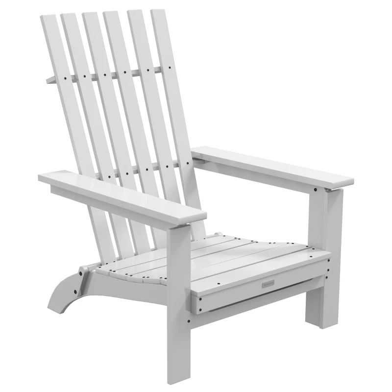 Outsunny Silla Adirondack Plegable con Reposabrazos Carga 160 kg para Patio Terraza Balcón 68x81x93 cm Blanco