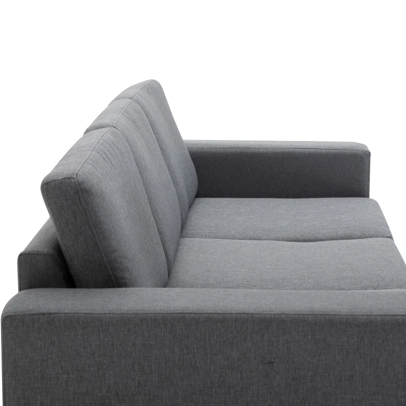 HOMCOM Sofá de Diseño Moderno de 3 plazas Acolchado y Tapizado Patas de Acero 200x82x78cm Carga 250kg