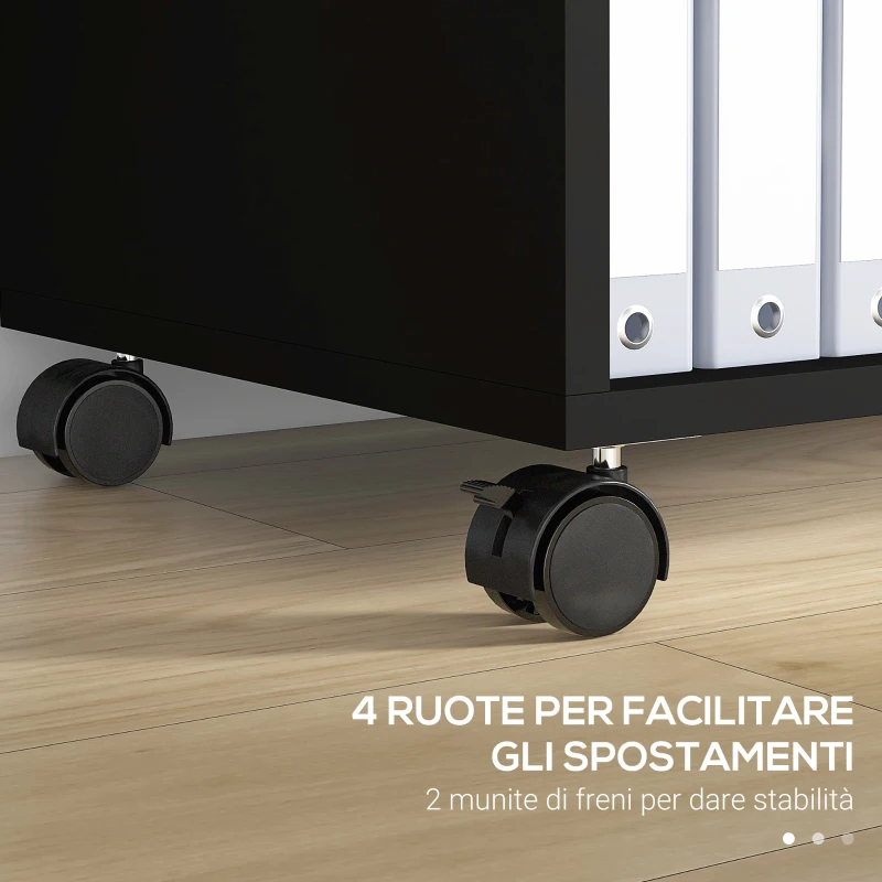 Vinsetto Mobile da Ufficio 2 Cassetti Porta Documenti e Ripiani, Ruote con Blocco, 90x37.5x68.5cm, Marrone Rustico