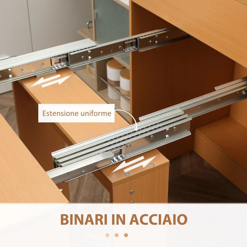 HOMCOM Tavolo Pieghevole da Pranzo max 5 Persone in Truciolato e Acciaio, 84x180x100 cm, color Legno