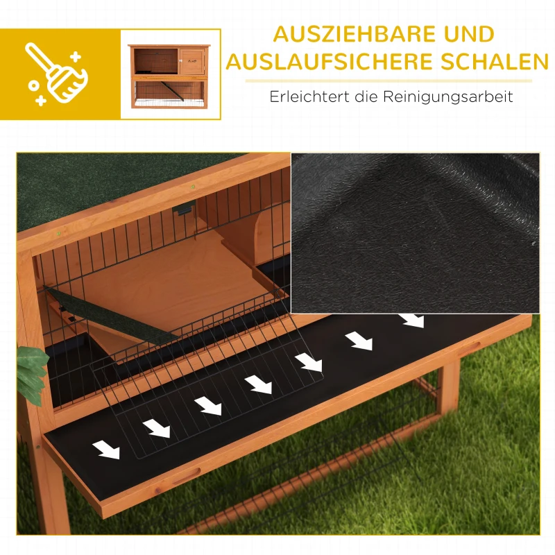 PawHut Kleintierstall Zwergkaninchenstall Nagerstall, wetterbeständig, 123 x 62 x 102 cm, Orange