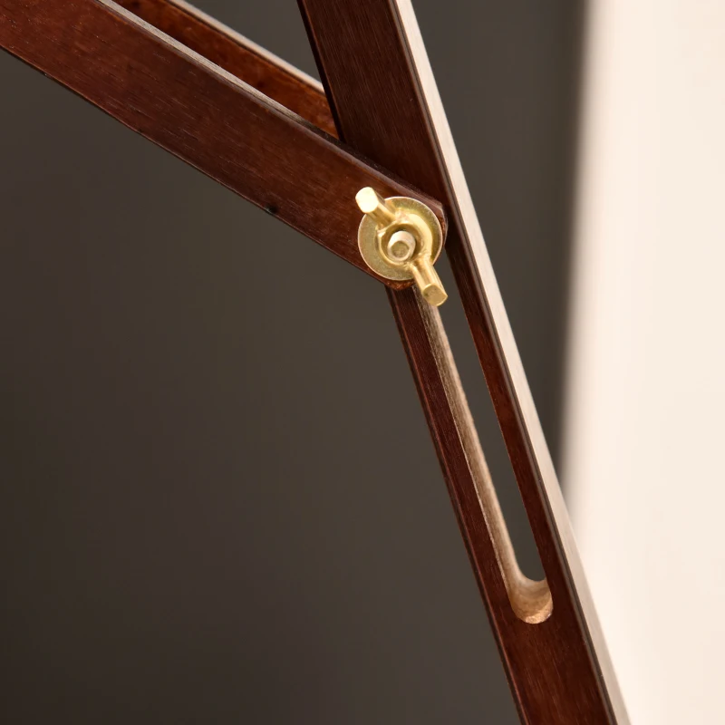 HOMCOM Cavalletto Pittura, 135 cm Cavalletto Treppiede per Dipingere su Tela, Cavalletto in Legno di Pino Regolabile, Portatile e Pieghevole con Pennello per Studio, Artisti e Pittori, Caffè