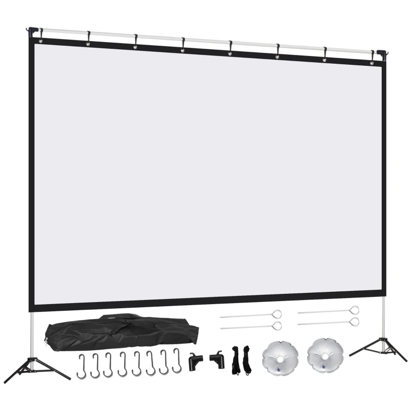 HOMCOM Projektionsleinwand Filmleinwand 295 x 41,5 x 212 cm Kunststoff Weiß