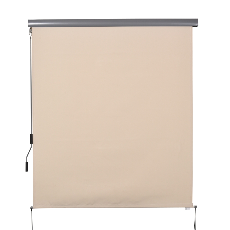 Outsunny Senkrechtmarkise Balkonmarkise Vertikalmarkise Windschutz Seitenrollo Sichtschutz mit Handkurbel Polyesterstoff+Aluminium Cremeweiß 250 x 160 cm