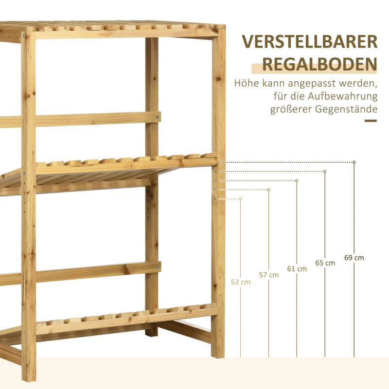 Outsunny Regal für Getränkekisten Kistenständer bis 4 Kisten Naturholz 2 Etagen 74 x 45 x 111 cm