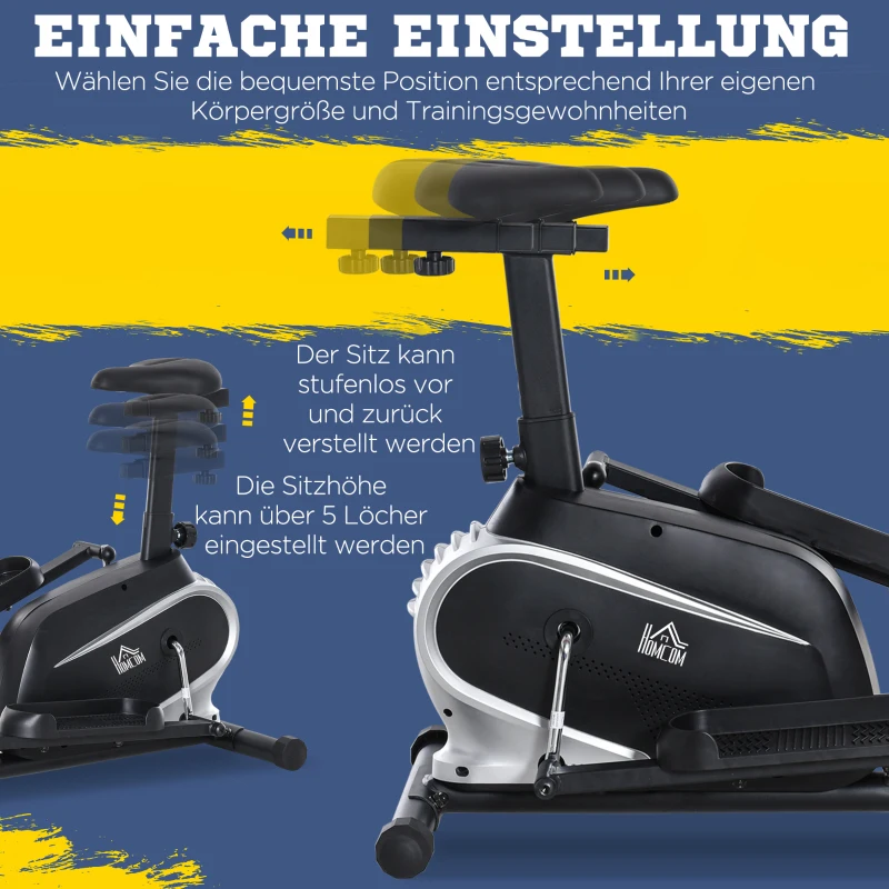 HOMCOM Crosstrainer für Zuhause Magnetischer Ellipsentrainer mit 8 Widerstandsstufen 3KG Schwungrad LCD-Monitor, Heimtrainer belastbar bis 100 kg