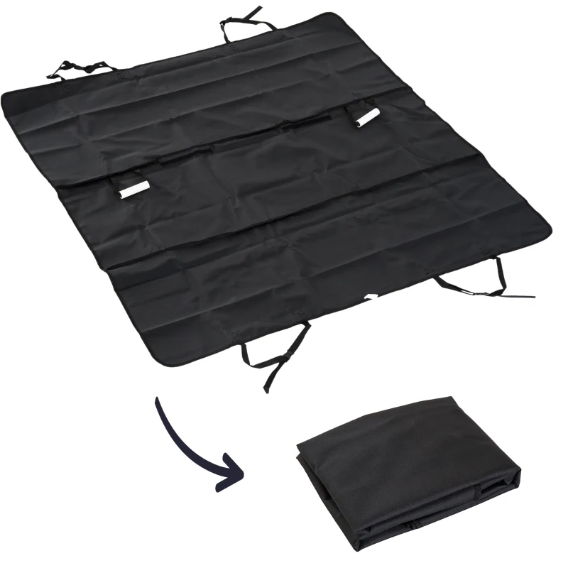 PawHut Housse de sièges arrières de voiture couverture tapis de protection imperméable chien chat 1,47 x 1,37 m tissu 600D oxford haute densité noir