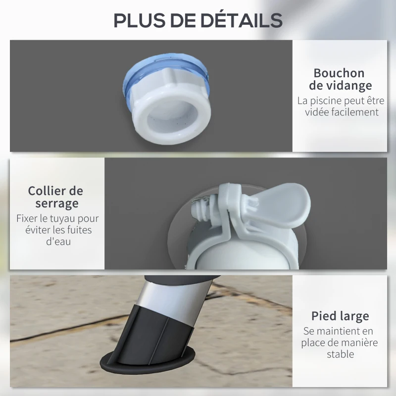 Outsunny Piscine Hors Sol rectangulaire Cadre en métal avec Filtre, pompe patch de réparation 472L x 282l x 80Hcm