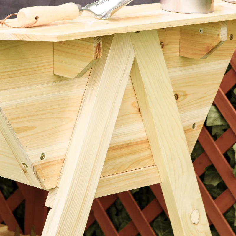 Outsunny Hochbeet Pflanzkasten Blumenkasten Blumentopf mit Abflusslöchern Vliesstoff Tannenholz Natur 129 x 78,5 x 82,5 cm