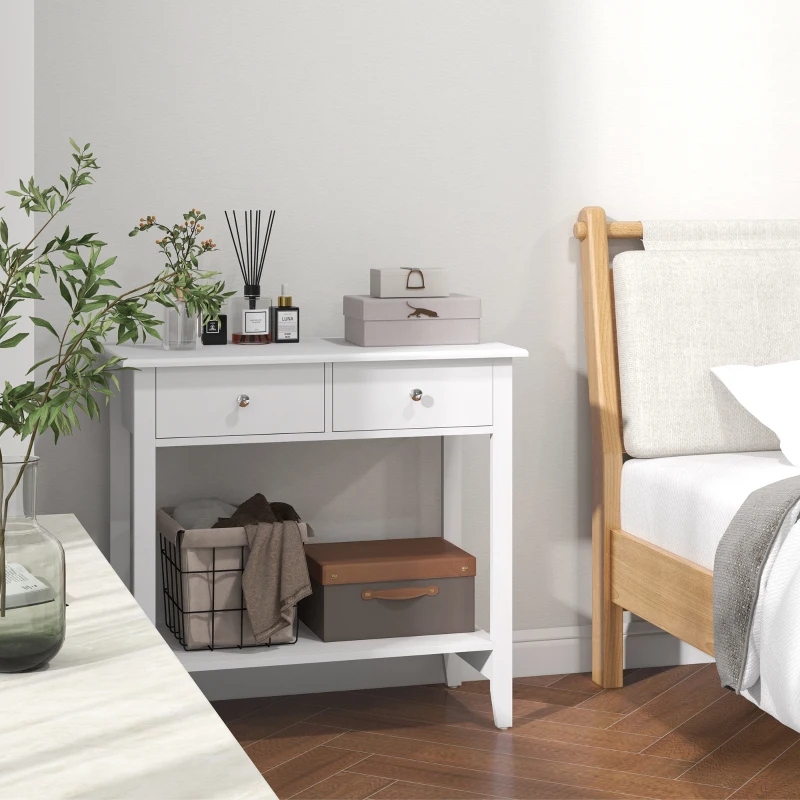 HOMCOM Konsolentisch, Sideboard, 2 Schubladen, untere Ablage, 80x40x75 cm, Weiß