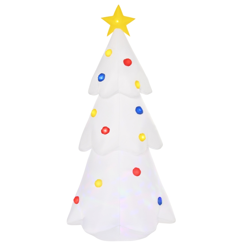 HOMCOM Albero di Natale Bianco Gonfiabile 245cm Gigante e Impermeabile con Luci a LED, Decorazione Natalizia per Esterni