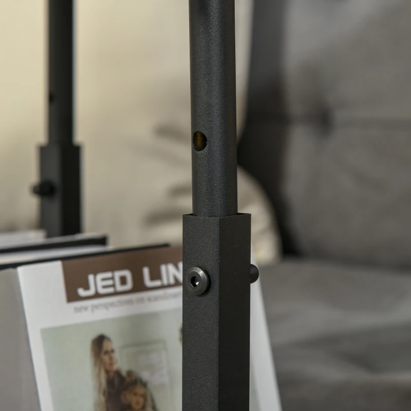 HOMCOM Tavolino da Salotto Stile Industriale, Altezza Regolabile e 4 Ruote con Freno, 80x40x60-75cm