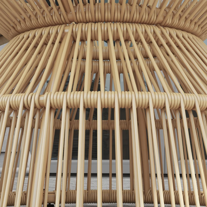 Outsunny Outdoor-Beistelltisch Gartentisch Rattan-Beistelltisch, Glasplatte, PE-Rattan, 60 cm x 60 cm x 50 cm, Natur