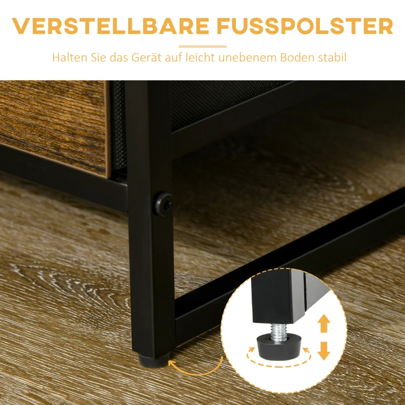 HOMCOM Aufbewahrungsregal mit Schubladen, offener Stauraum, Stahlrahmen, verstellbare Füße, 44x40x155 cm