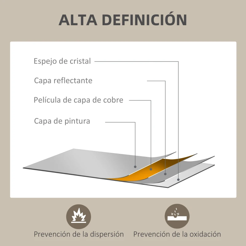 HOMCOM Espejo de Baño 50x70 cm Espejo de Pared Decorativo para Salón Entrada Pasillo Horizontal o Vertical Natural