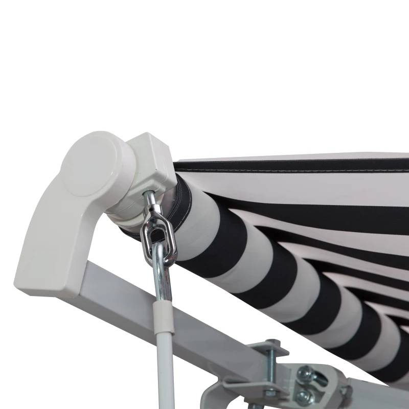Outsunny 3.5M x 2.5M Garden Patio Manual Awning Canopy Sun Shade Shelter Retractable Gear Lever Winding Handle - Grey