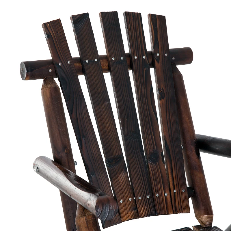 Outsunny Schaukelstuhl mit Armlehne, Wetterfest, Massivholz Verkohlt, 97 x 69 x 93cm