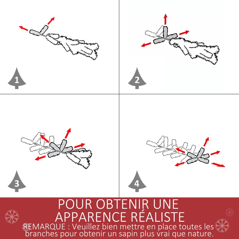 HOMCOM Sapin de Noël Artificiel enneigé Ø 90 x 150H cm 521 Branches épines Imitation Nordmann Grand réalisme