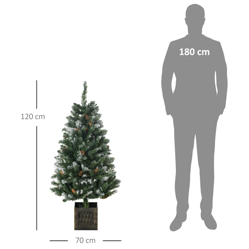 HOMCOM Árbol de Navidad Artificial 120 cm Árbol de Navidad Nevado con 328 Ramas y Soporte Metálico Decoración Navideña Verde