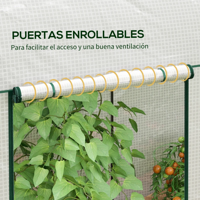 Outsunny Invernadero de Exterior con Doble Puerta con Cremallera y Cubierta de PE para Cultivar Plantas 200x100x178 cm Blanco