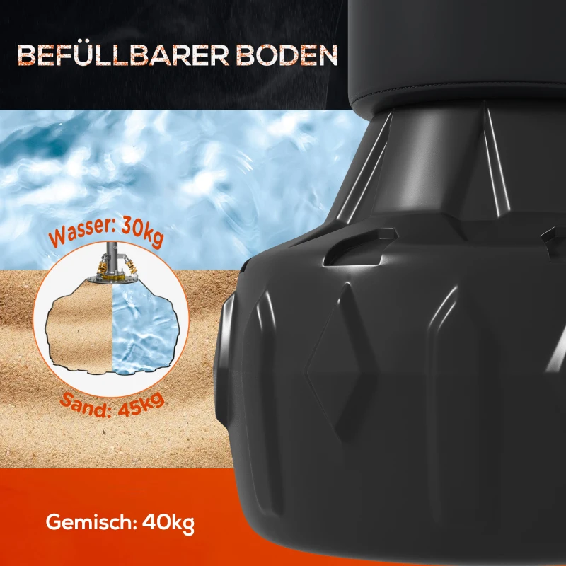 SPORTNOW Standboxsack, Boxdummy, versetzbare Trefferflächen, befüllbare Basis, schwarz, 56L x 56B x 175H cm