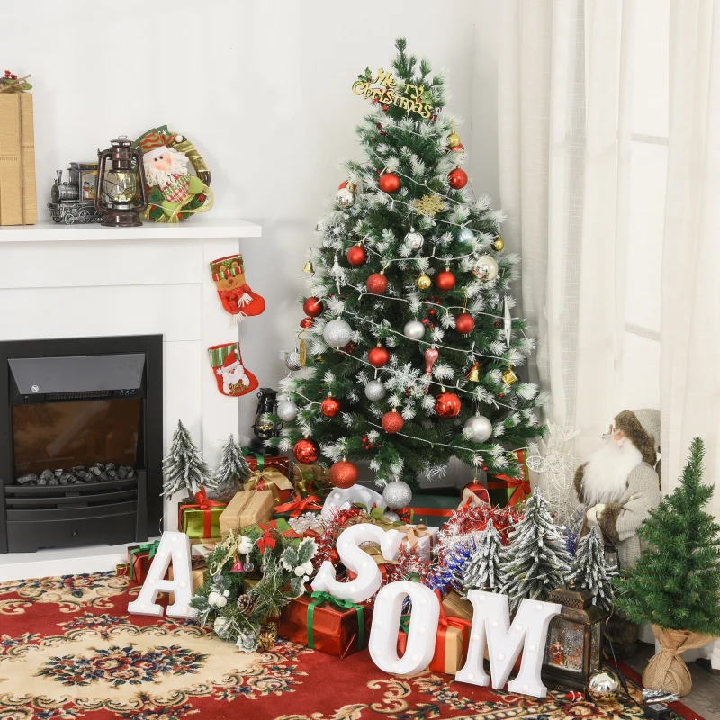 HOMCOM Sapin de Noël Artificiel Branches enneigées Ø 75 x 150H cm 554 Branches épines Imitation Nordmann Grand réalisme 41 Houx