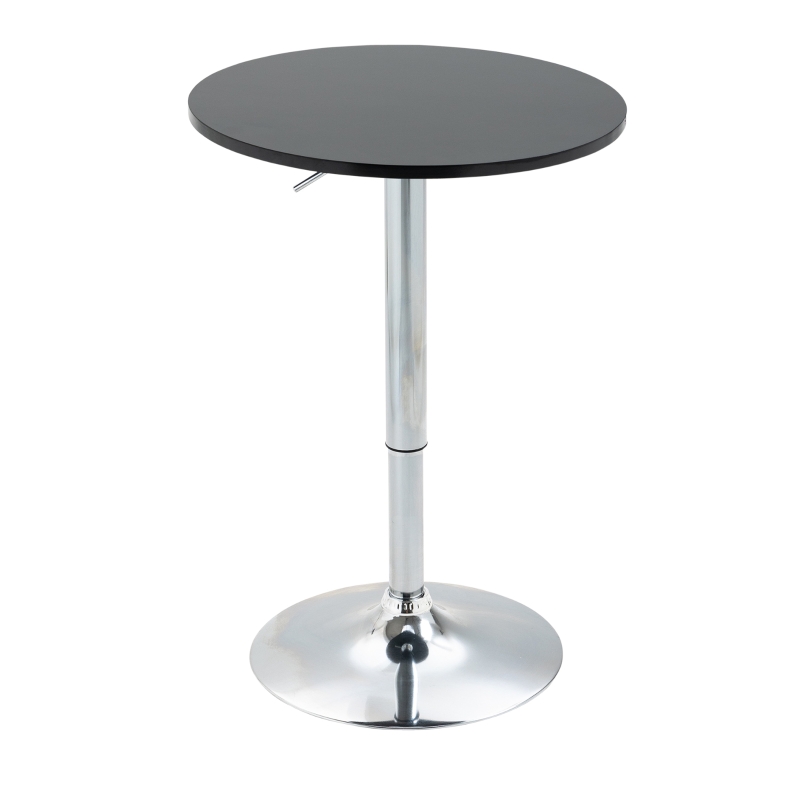 HOMCOM Round Height Adjustable Bar Table Counter Pub Desk with Metal Base for Home Bar, Dining Room, Kitchen, Black
