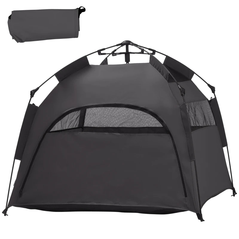 PawHut Foldable Dog Cat Tent with Water-Resistant Oxford, Carry Bag for Extra Large Dog, Charcoal Grey