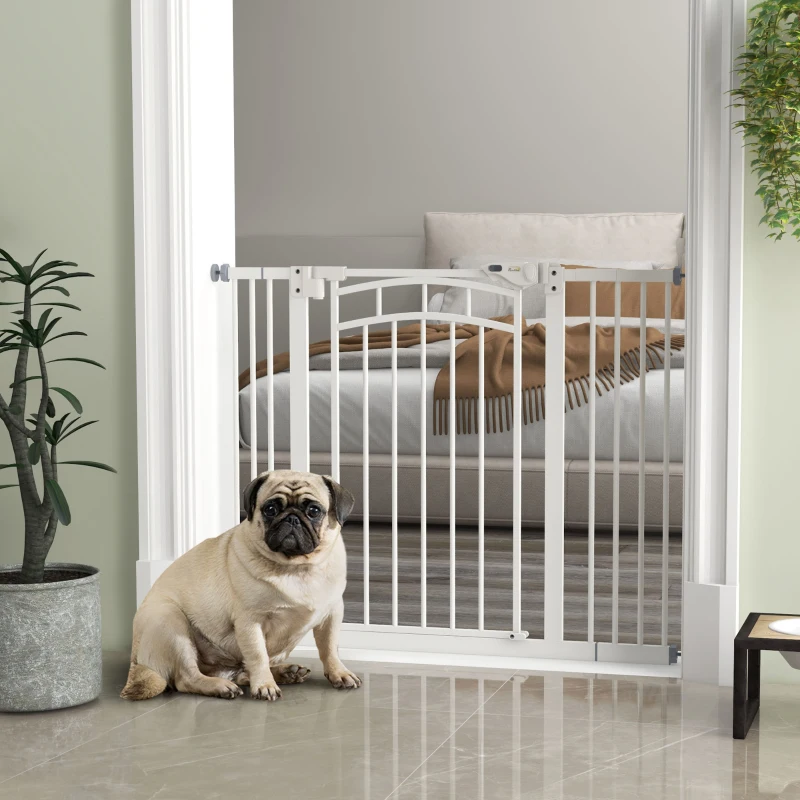 PawHut Pressure Fit Stair Gate, Dog Gate w/ Auto Closing Door for Small, Medium Dog, Easy Installation, for Width 74 to 100cm