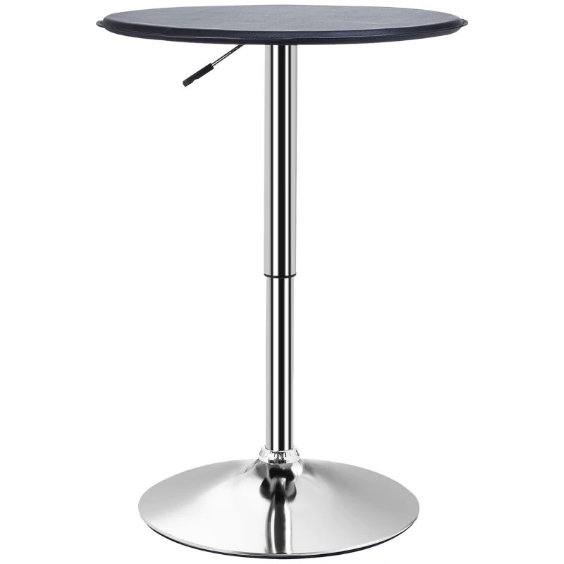 HOMCOM Bartisch, höhenverstellbar, Kunstlederbezug, Vintage-Design, Schwarz + Silber