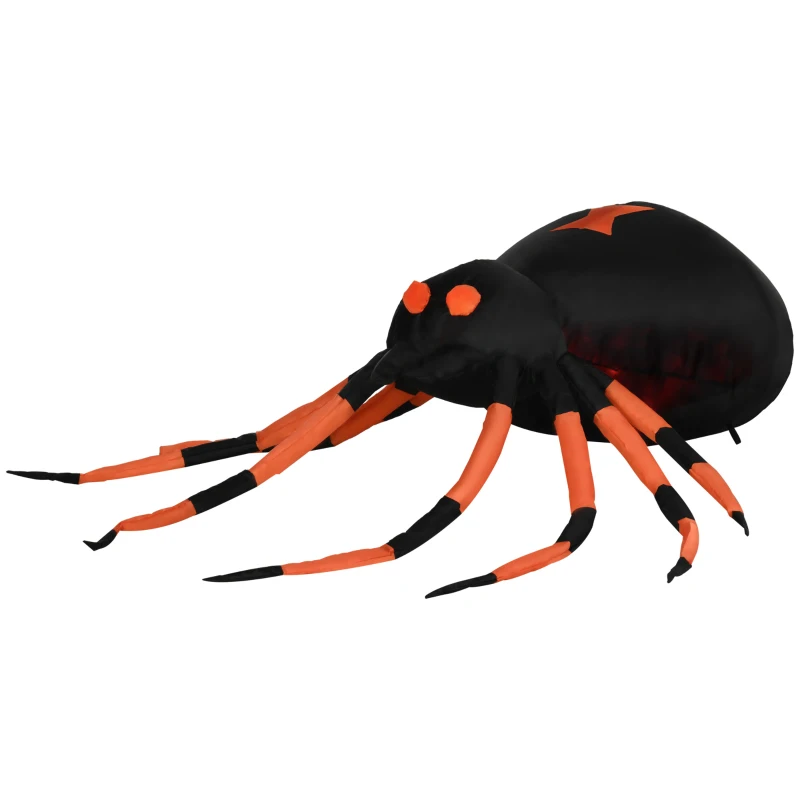 Outsunny Selbstaufblasende Halloweendekoration Große Spinne inkl. Gebläse, LED-Lichter, 160 cm x 150 cm x 43 cm, Orange + Schwarz