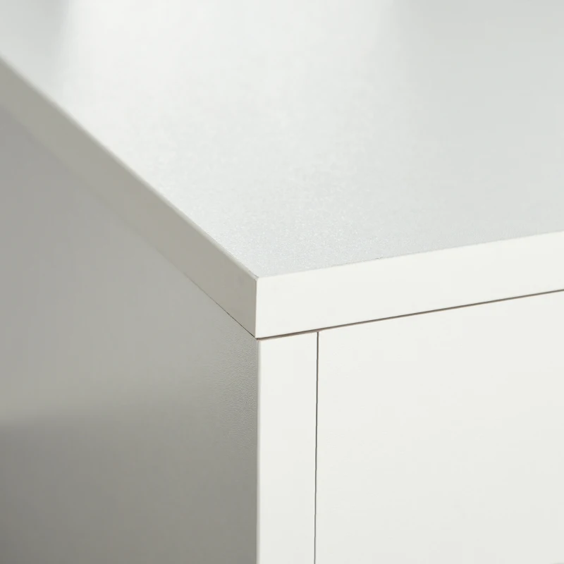 HOMCOM Compact Computer Desk with Storage Writing Table Modern for Flat Office Bedroom w/ Storage Shelf Rack Integrated Bookcase, White