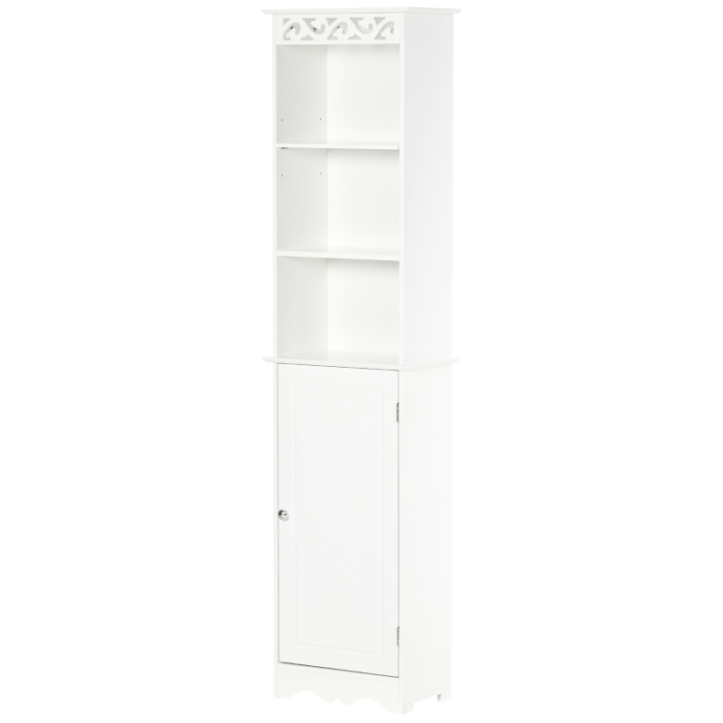 HOMCOM Hochschrank Badezimmerschrank mit 3 offenen Fächern Standregal Badschrank Aufbewahrung 6 Fächer MDF Weiß 40 x 23 x 160 cm