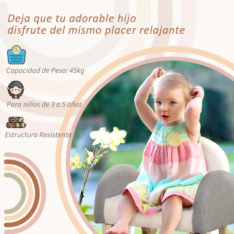 HOMCOM Mecedora Infantil Arcoíris Sillón para Niños +18 Meses con Asiento Acolchado y Reposabrazos 50x45x44cm Multicolor