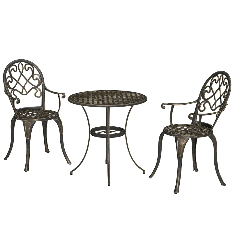 Outsunny Three-Piece Elegant Aluminium Garden Set - Bronze Tone