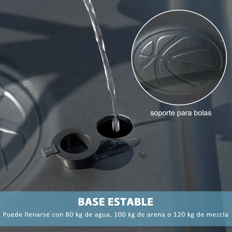 SPORTNOW Canasta de Baloncesto con Ruedas Altura Ajustable 245-305 cm y Base Rellenable para Exterior 90x83x360cm Blanco