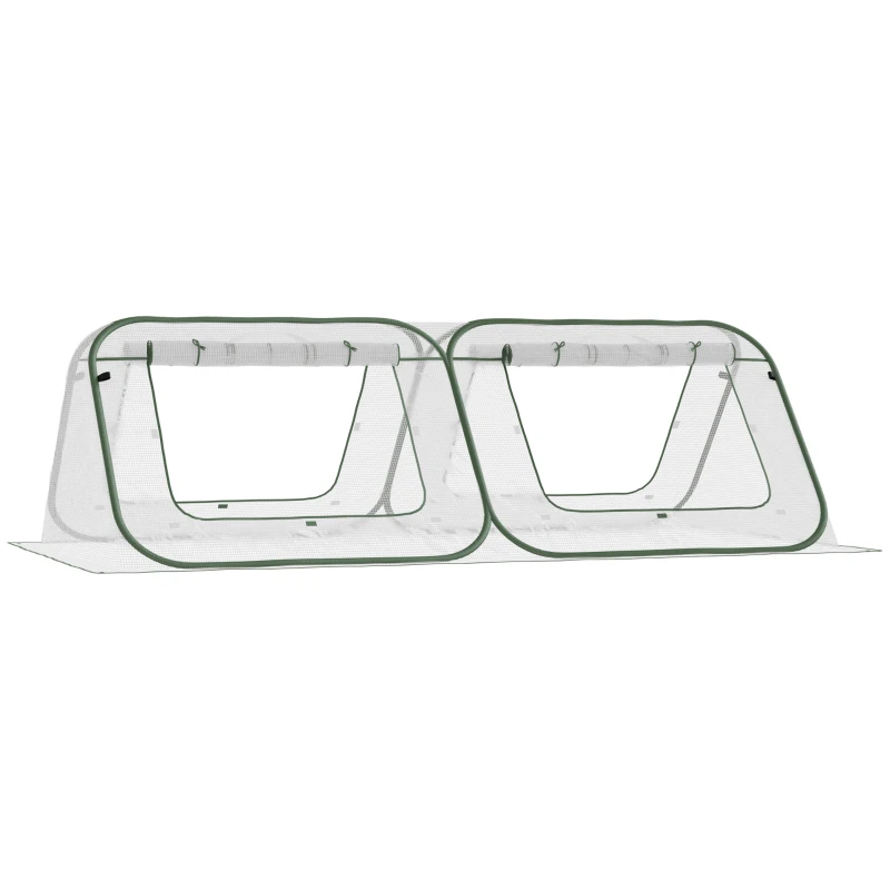 Outsunny Pop Up Mini Greenhouse with Roll Up Doors & Portable Zipper Bag for Plants Outdoor, PE Cover, 240 x 120 x 75cm